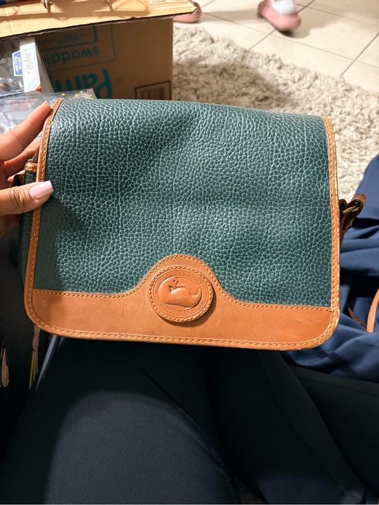 Dooney & Bourke Handbags - Dooney & Bourke Green Pebble Leather Crossbody with Tan Trim